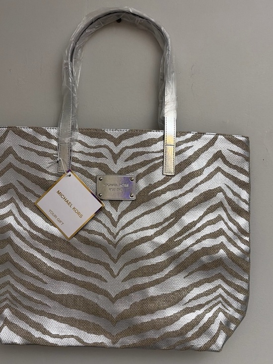 Michael Kors Handbags - Michael Kors New! Zebra-Print Metallic Tote in Silver and Gold